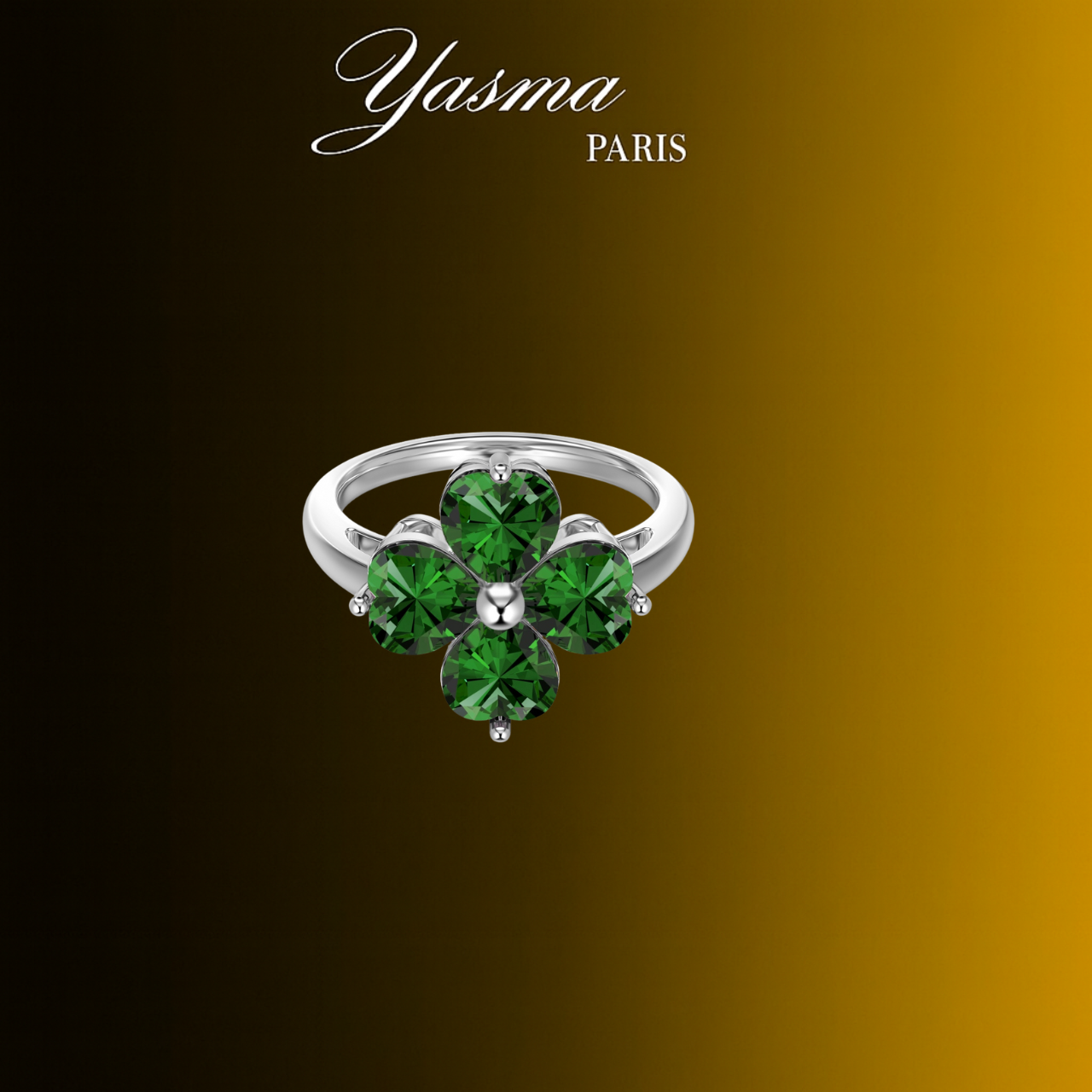 Bague Flora Vert Argent massif 925 et Zircon