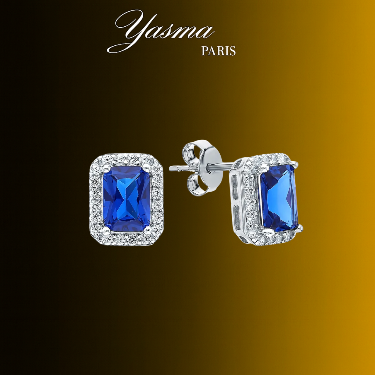 Boucles d’oreilles Élégance Saphir - Argent massif 925 & Zircon