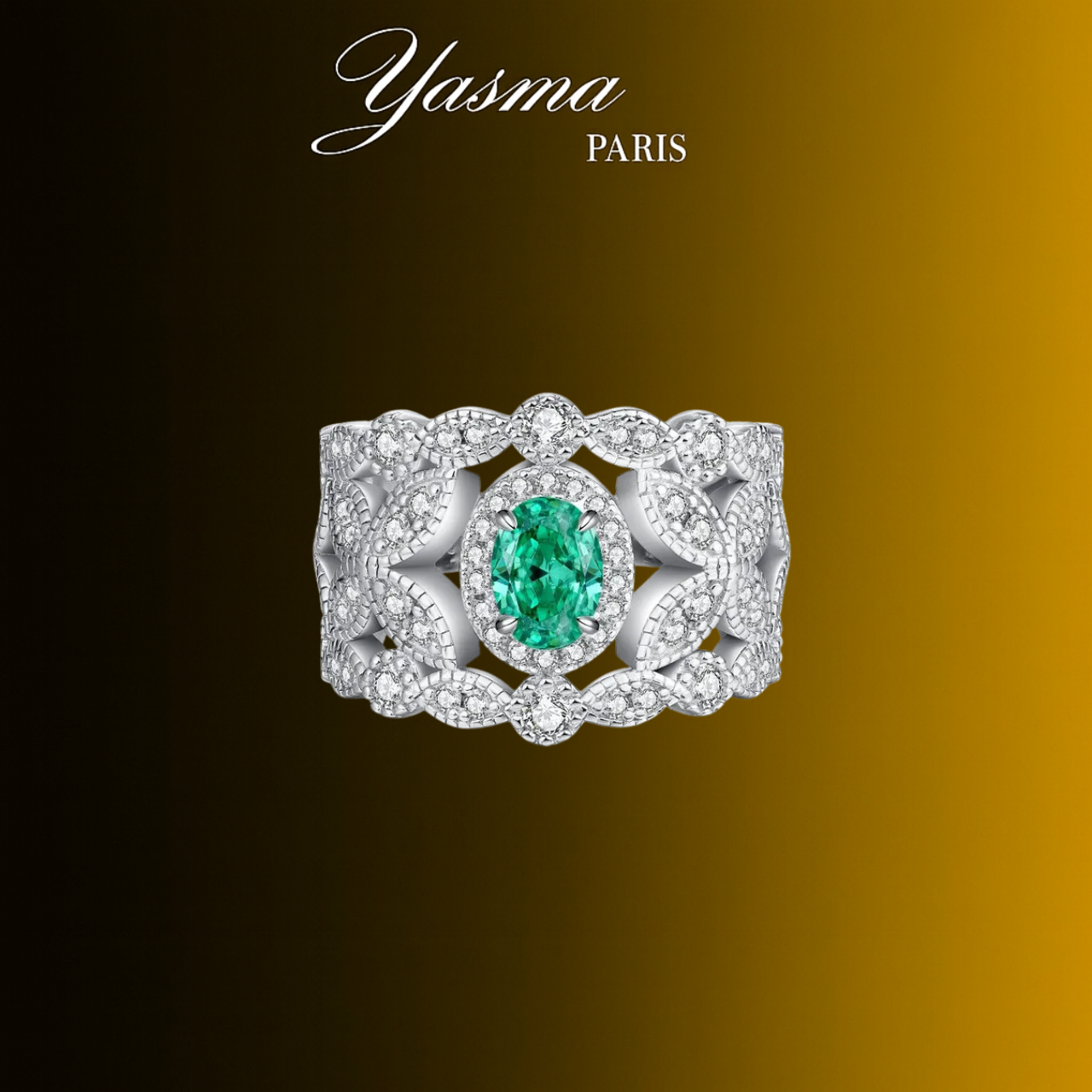 Bague Émeraude Royale- Argent massif 925 & Zircon