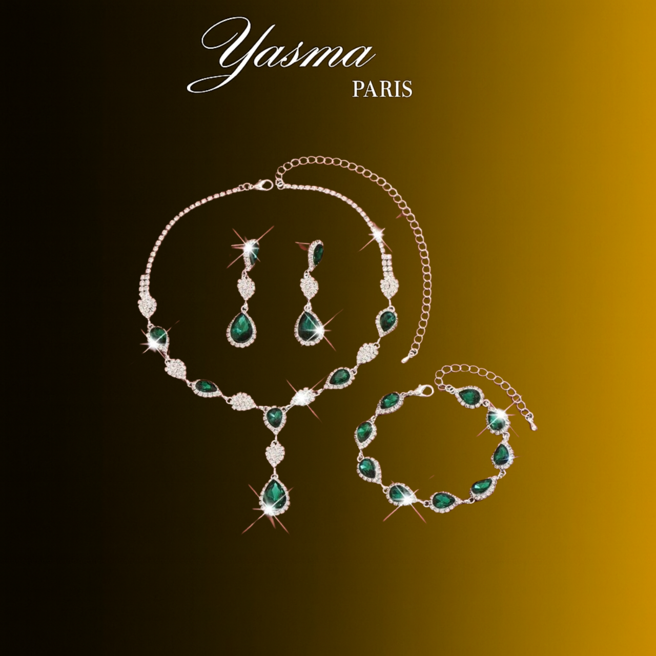 Ensemble Émeraude - Plaqué Argent