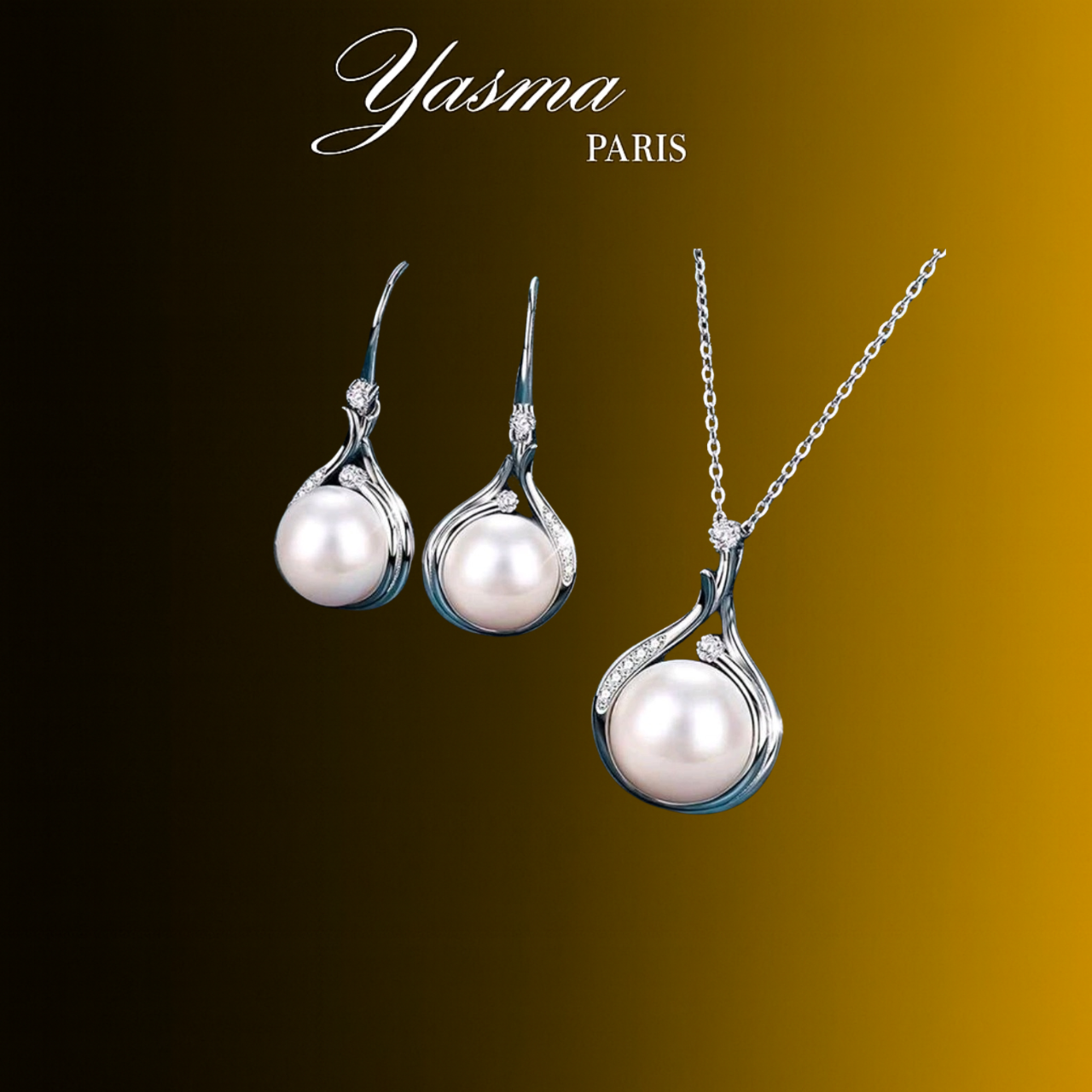 Collier & Boucles d'oreilles LARME DE LUNE - Argent massif & Perle