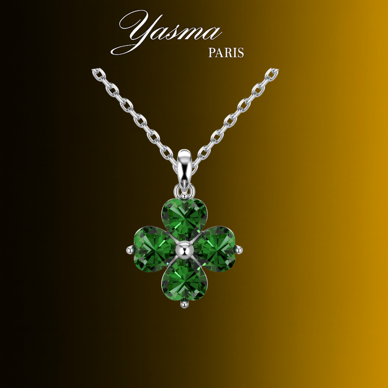 Collier Flora Vert  - Argent 925 certifié et Zircon