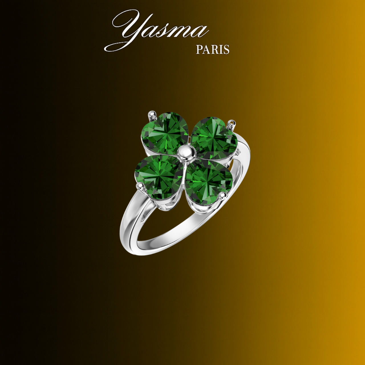 Bague Flora Vert Argent massif 925 et Zircon