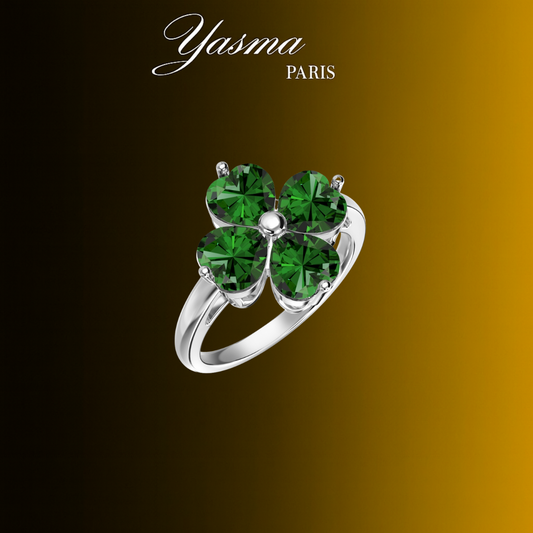 Bague Flora Vert Argent massif 925 et Zircon