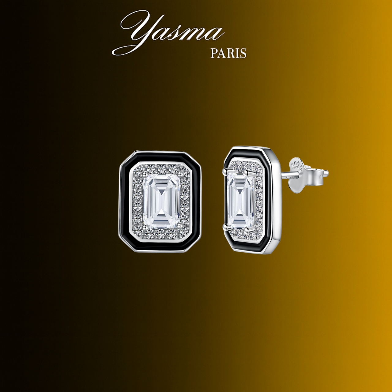 Bouclle d'oreille Yasma - Argent massif certifié 925 et pierre en zircon