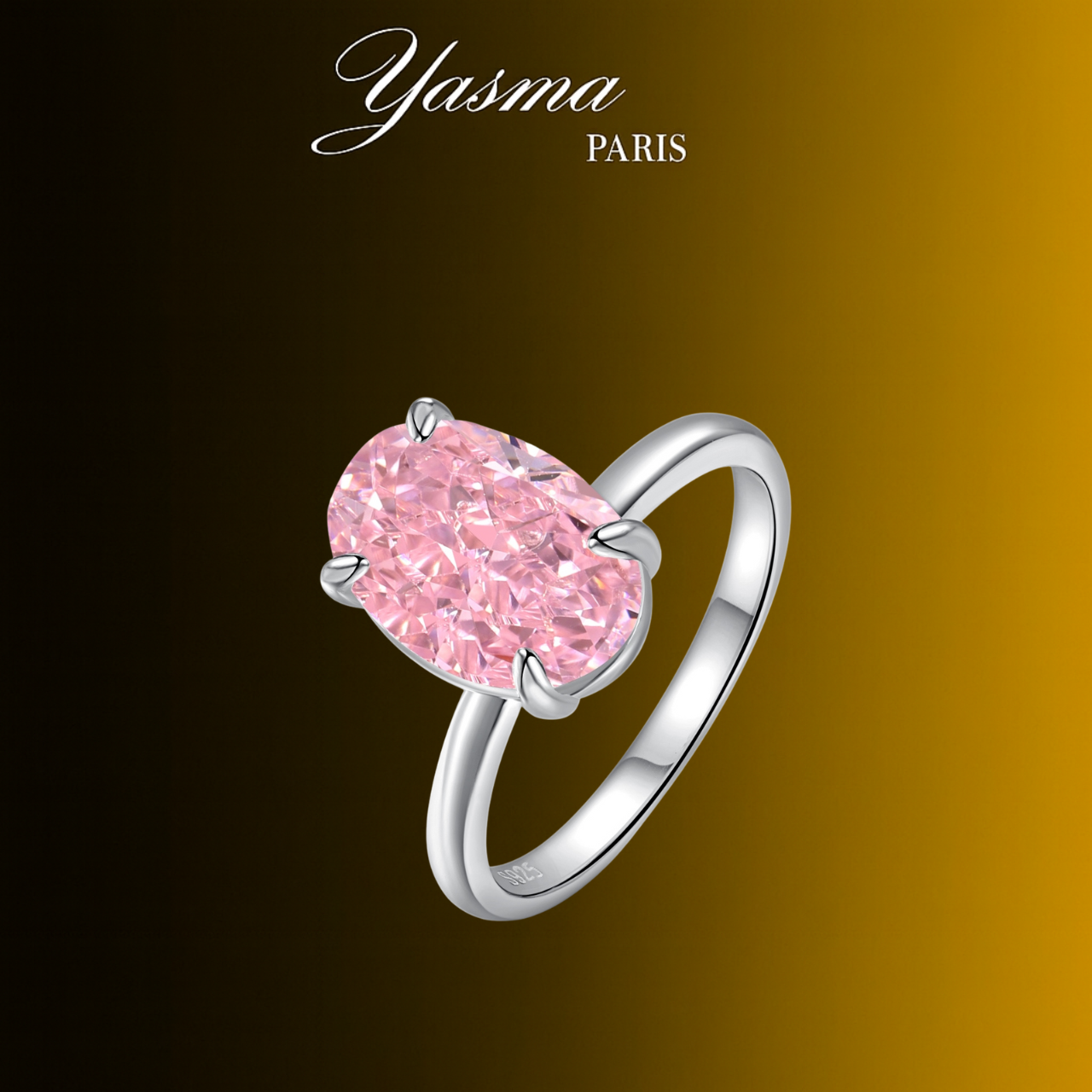 Bague Aura pierre rose Argent 925 & Zircon
