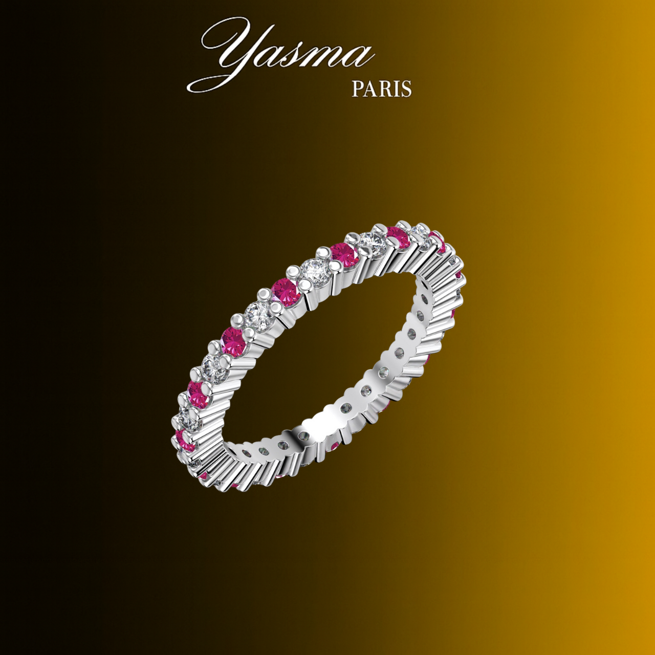 Bague Duo Rose et Blanc Argent 925 & Zircon