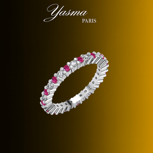 Bague Duo Rose et Blanc Argent 925 & Zircon