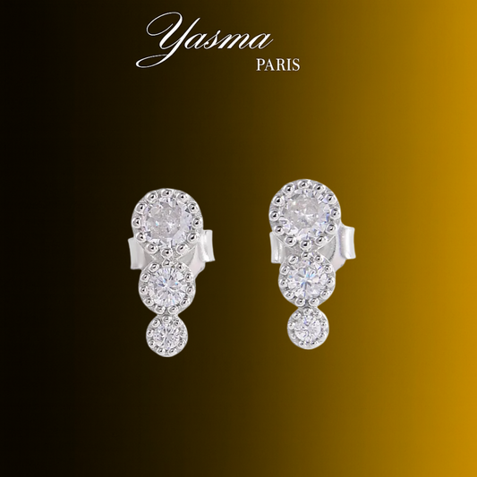 Boucles d’oreilles Élégance Trio - Argent massif 925 & Zircon