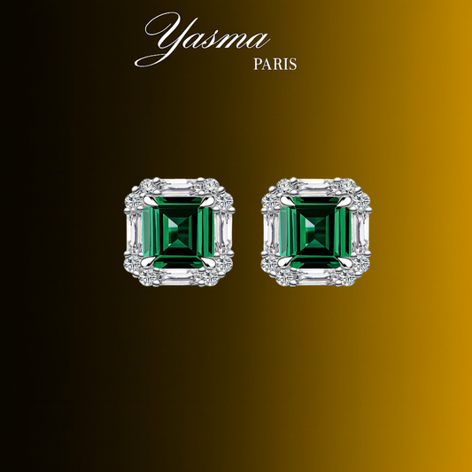 Boucles d’oreilles Élégance Émeraude - Argent massif 925