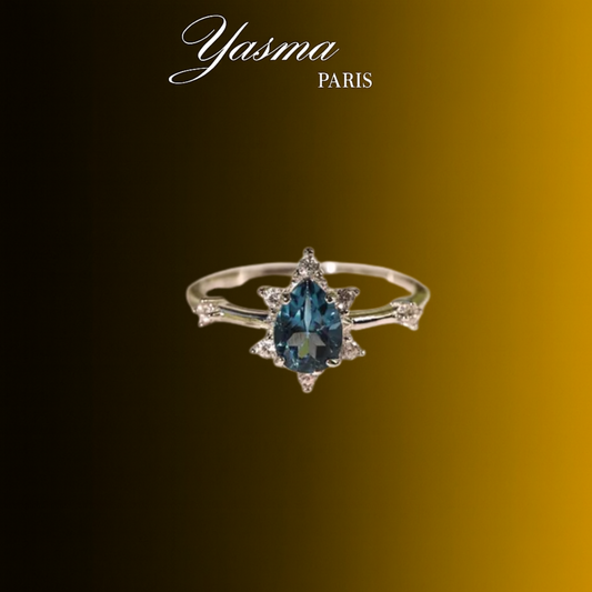 Bague Bleu profond - Argent massif 925 & Zircon