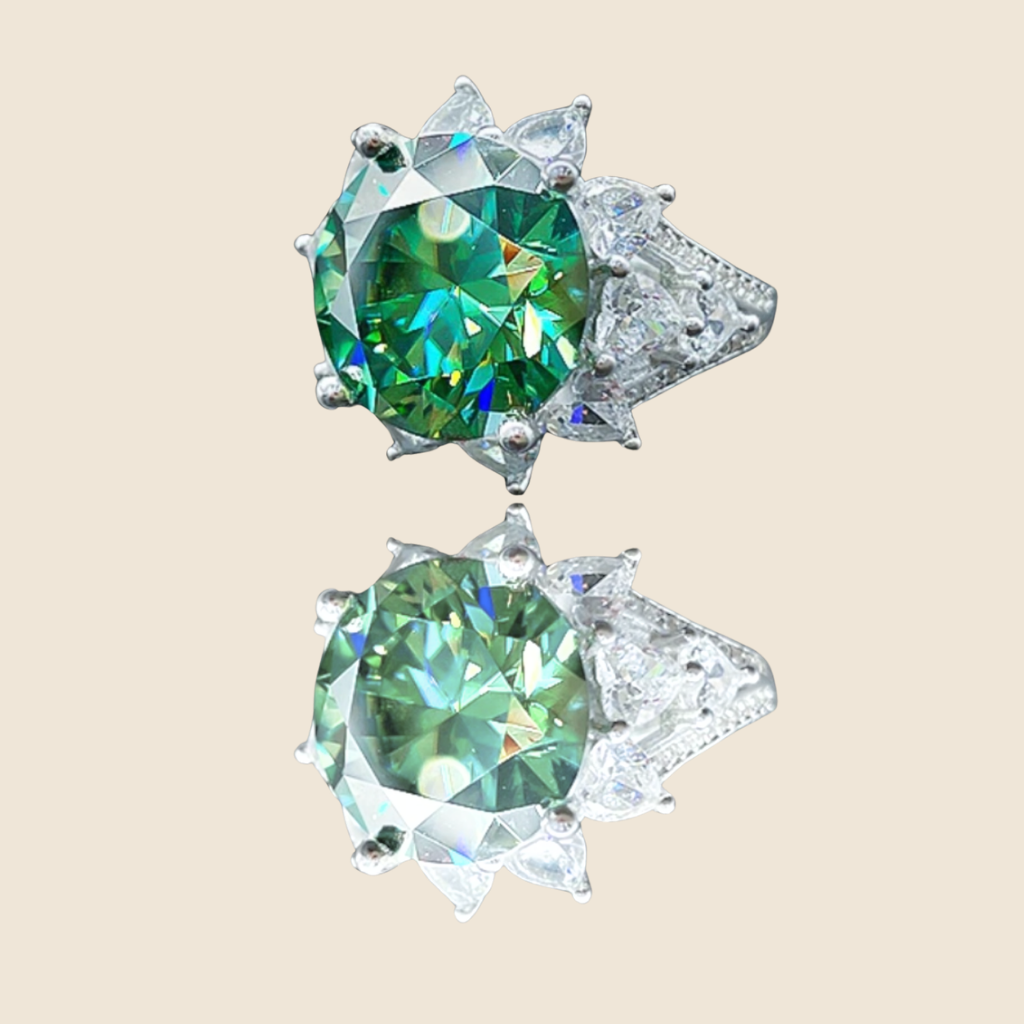 Bague Jade Argent 925 & Moissanite 10 carats- PRÉCOMMANDE