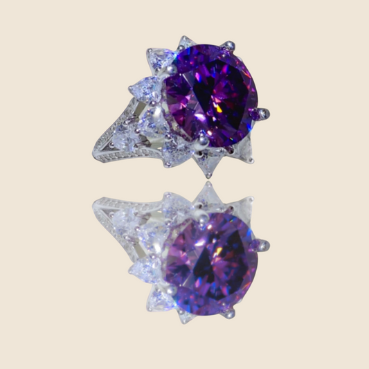 Bague Sophia Améthyste- Argent 925 Moissanite 10 carats :PRÉCOMMANDE