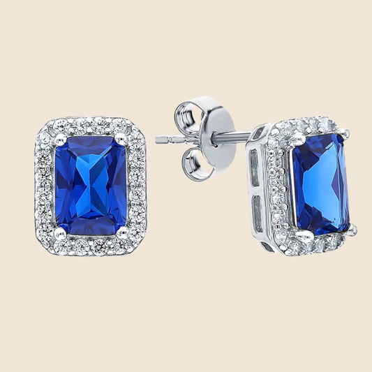Boucles d’oreilles Élégance Saphir - Argent massif 925 & Zircon